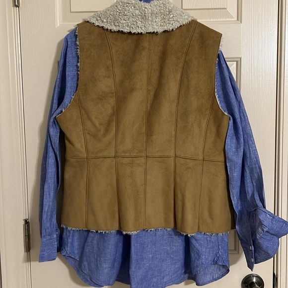 Talbots Faux Suede Sherpa Vest - Picture 2 of 8